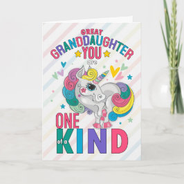 Tarjeta Festiva Gran nieta Rainbow Unicorn Valentine