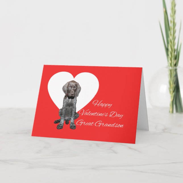 Tarjeta Festiva Gran nieto Glossy Grizzly Valentine Puppy Love (Anverso)