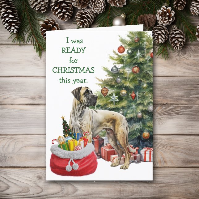 Tarjeta Festiva Gran Perro canino canoso listo para Navidades (Subido por el creador)