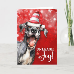 Tarjeta Festiva Gran perro danés desata a los Navidades felices