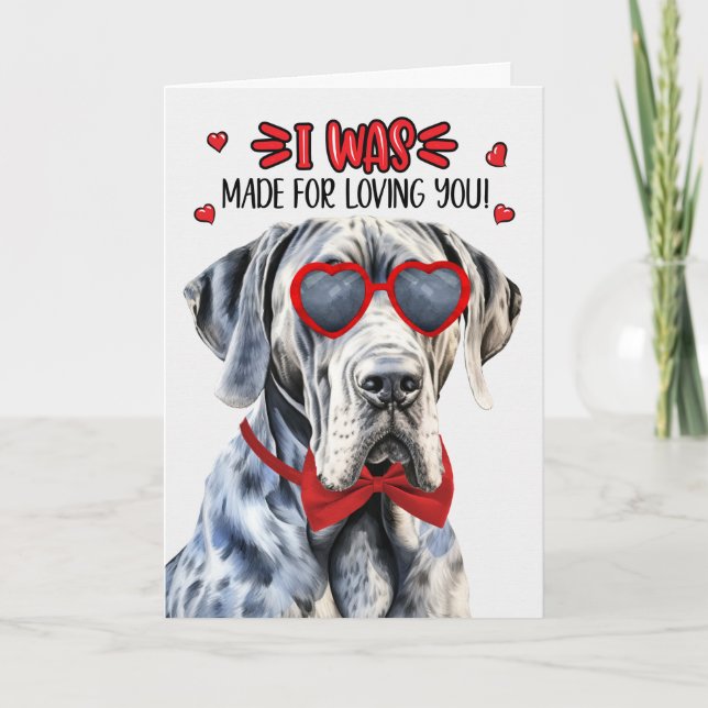 Tarjeta Festiva Gran perro danés hecho para amarte a San Valentín (Anverso)