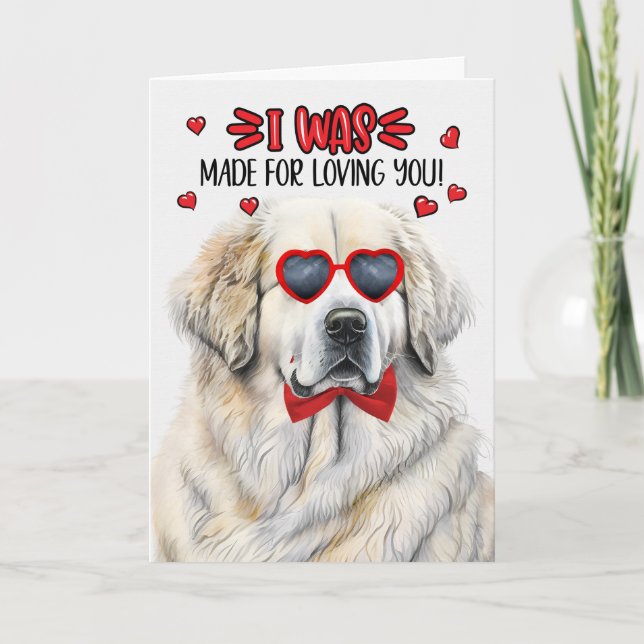 Tarjeta Festiva Gran perro de los Pirineos hecho para amarte San V (Anverso)