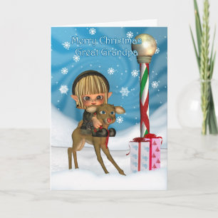 Tarjeta Festiva Gran reno del duende del abuelo del navidad,
