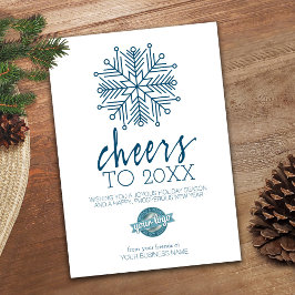 Tarjeta Festiva Gran Snowflake Feliz Año Nuevo - Blue Business