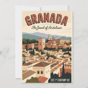 Tarjeta Festiva Granada España Retiro Silueta Urbana Viaje