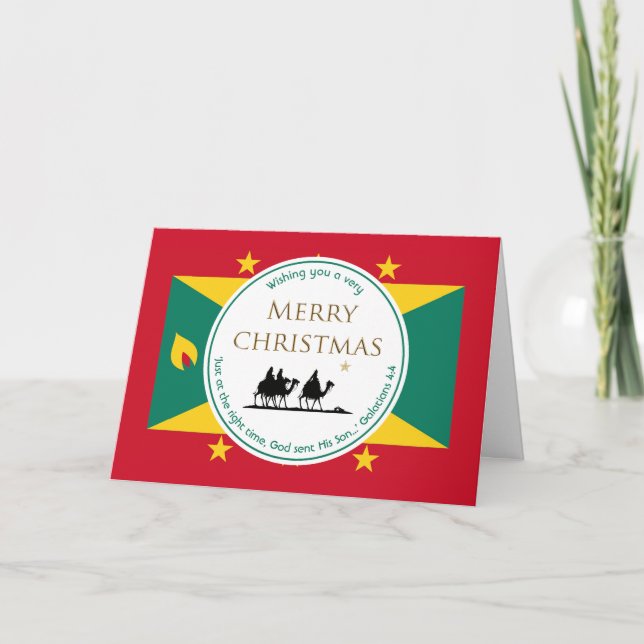 Tarjeta Festiva GRANADA FLAG Tres sabios Navidades de las escritur (Anverso)