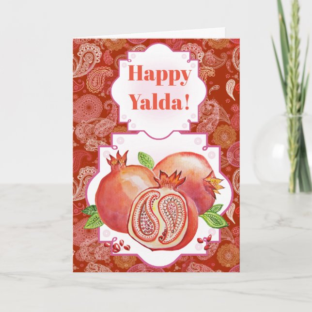 Tarjeta Festiva Granada Yalda feliz (Anverso)