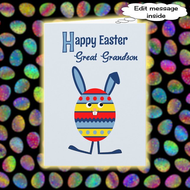 Tarjeta Festiva Grande - azul del conejito del huevo de Pascua del (Subido por el creador)