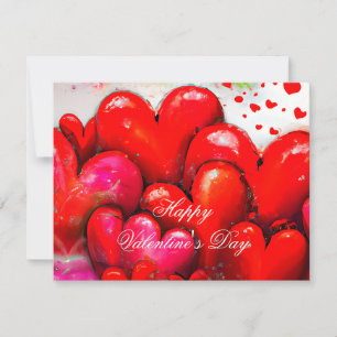 Tarjeta Festiva Grandes corazones rojos de San Valentín 