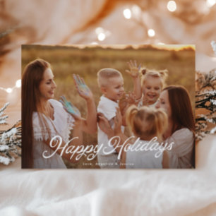 Tarjeta Festiva Grandes fotos de letras blancas overlay Felices va