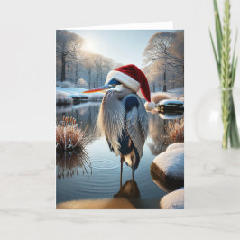 TARJETA FESTIVA GRANDES NAVIDADES AZULES DE HERON - WILDLIFE WINTE