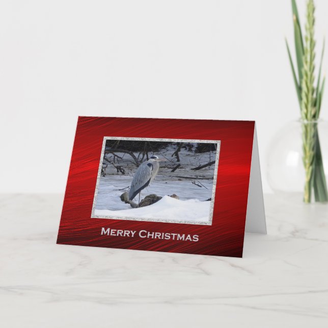 Tarjeta Festiva Grandes Navidades de fotos de la nieve de la garza (Anverso)