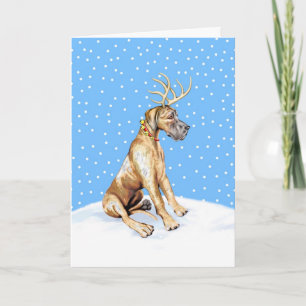 Tarjeta Festiva Grandes Navidades de renos daneses Brindle UC