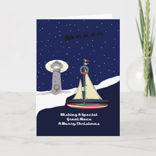 Tarjeta Festiva Grandes Navidades de velero de la sobrina