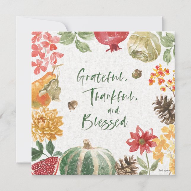 Tarjeta Festiva Grandiosa, agradecida y bendita cosecha (Anverso)