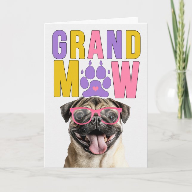 Tarjeta Festiva GrandMAW Pug GrandDOG Grandparents Day (Anverso)