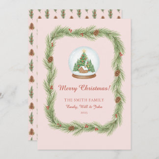 Tarjeta Festiva Grandmillennial Christmas Garland & Pinecone