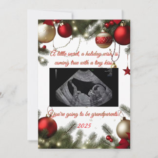 Tarjeta Festiva Grandparent Christmas Pregnancy Announcement Card