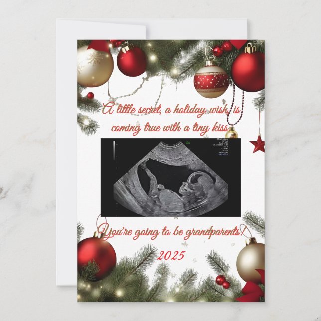 Tarjeta Festiva Grandparent Christmas Pregnancy Announcement Card (Anverso)