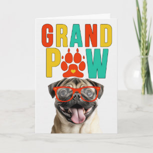 Tarjeta Festiva GrandPAW Pug GrandDOG Día de los Abuelos