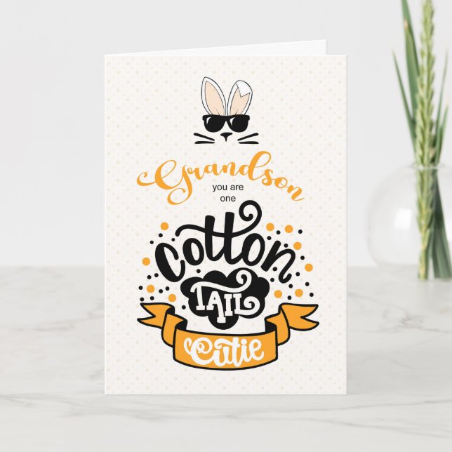 Tarjeta Festiva Grandson Cottontail Cutie Easter (Anverso)