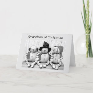 TARJETA FESTIVA **GRANDSON** EN NAVIDADES DE CUTE SNOWMEN