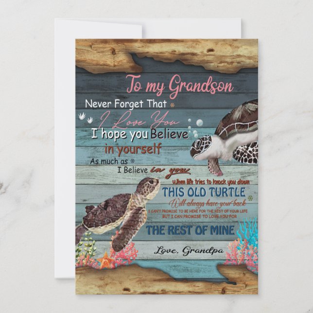 Tarjeta Festiva Grandson Gift | Carta A Mi Abuelo (Anverso)