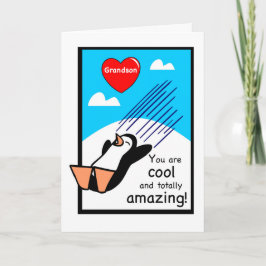 Tarjeta Festiva Grandson Guay Valentine Penguin