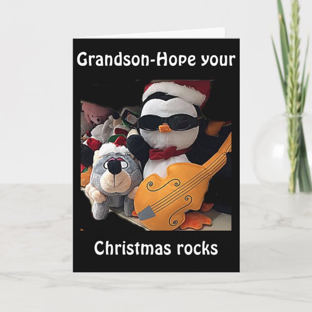 TARJETA FESTIVA GRANDSON-H0PE Y0UR CHRITMAS "R0CKS"-YOU ROCK (Anverso)