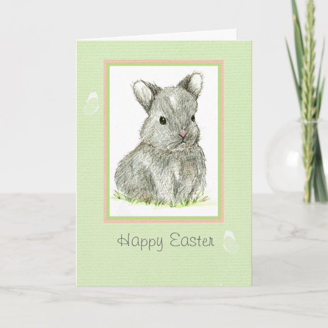 Tarjeta Festiva Grandson Happy Easter Baby Rabbit (Anverso)