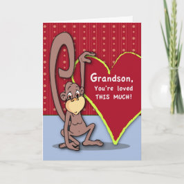 Tarjeta Festiva Grandson Monkey Valentine