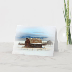 Tarjeta Festiva Granero de Invierno