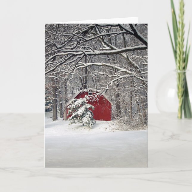 Tarjeta Festiva Granero Rojo en la Nieve 2011 (Anverso)