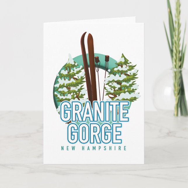Tarjeta Festiva Granite Gorge new Hampshire ski (Anverso)