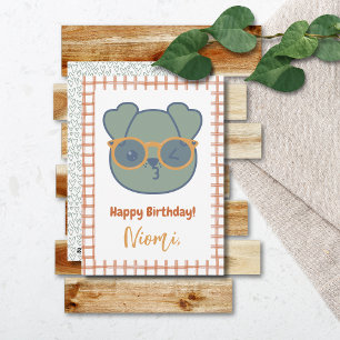 Tarjeta Festiva Granja Animal Birthday Dog Hearts Gingham Pattern