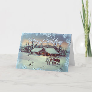 Tarjeta Festiva GRANJA DE INVIERNO por SHARON SHARPE