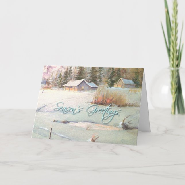 TARJETA FESTIVA GRANJA DE INVIERNO Y MONTAJE DE SHARON SHARPE (Anverso)