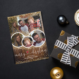 Tarjeta Festiva Granja de Navidades de Collage de fotos rústico de