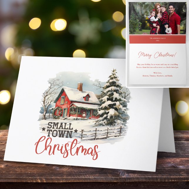 Tarjeta Festiva Granja de pequeños Navidades de pueblo rústico (Subido por el creador)