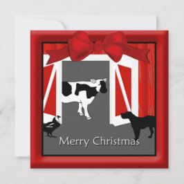 Tarjeta Festiva Granja Hogar Navidades de Animales Barn Saludos