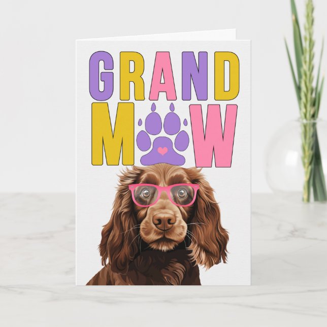 Tarjeta Festiva GranMAW Field Spaniel DOG Abuelos Day (Anverso)