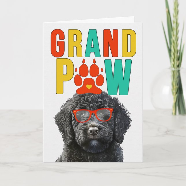Tarjeta Festiva GranPAW Black Labradoodle Día de los Abuelos Graci (Anverso)