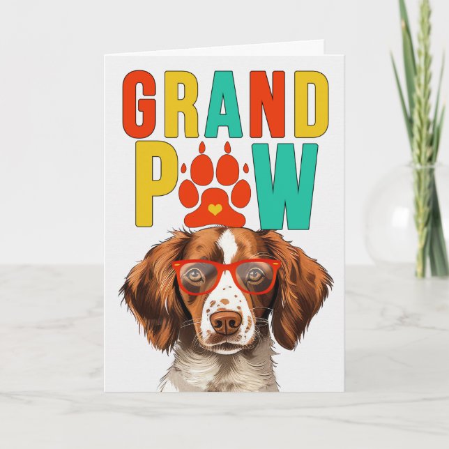 Tarjeta Festiva GranPAW Brittany Spaniel Día de los Abuelos GrandD (Anverso)