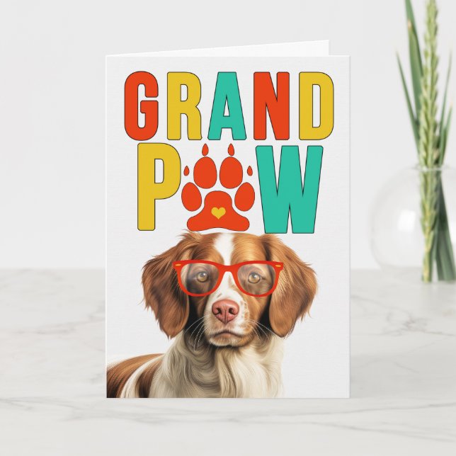 Tarjeta Festiva GranPAW Brittany Spaniel GrandDOG Grandparents Day (Anverso)