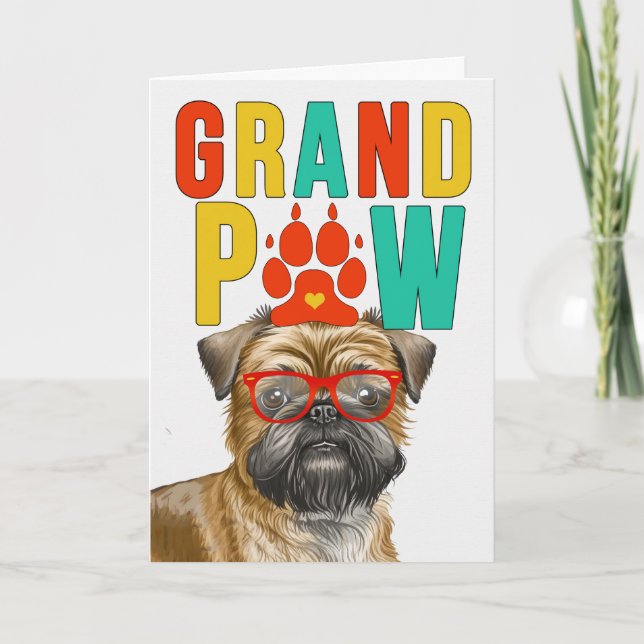 Tarjeta Festiva GranPAW Bruselas Griffon Dia de los abuelos divert (Anverso)