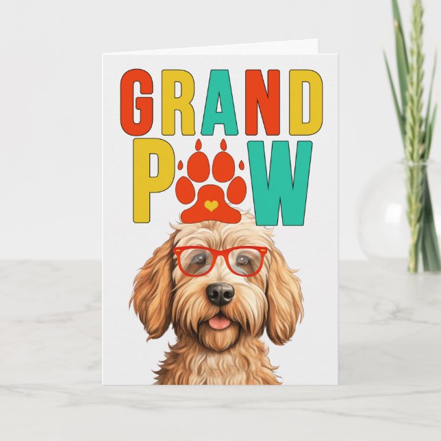 Tarjeta Festiva GranPAW Caramel Labradoodle Día de los Abuelos Gra (Anverso)