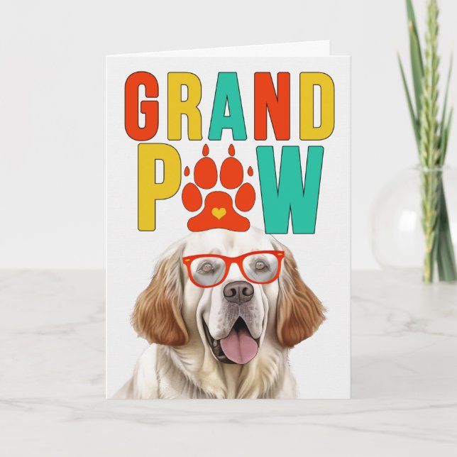 Tarjeta Festiva GranPAW Clumber Spaniel Día de los Abuelos GrandDO (Anverso)