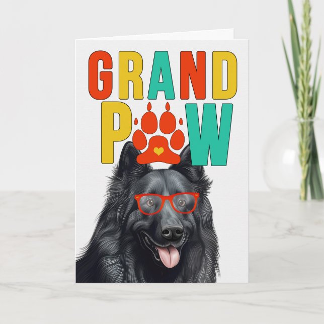 Tarjeta Festiva GranPAW Día de los Abuelos Funny Sheepdog belgas (Anverso)