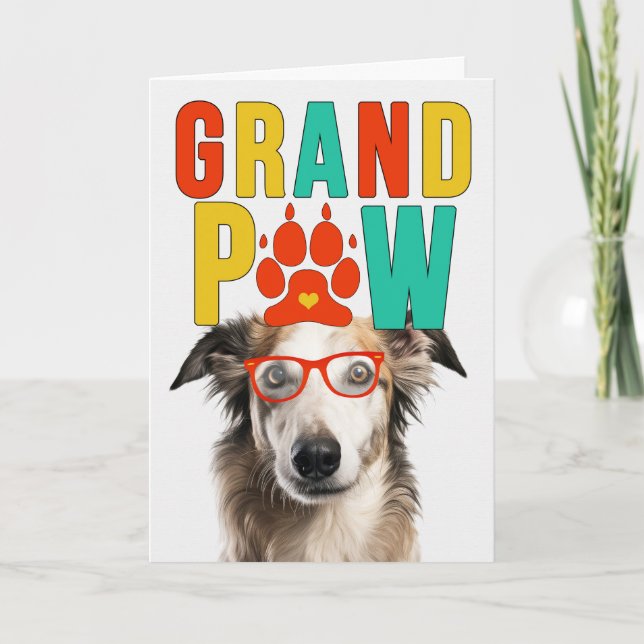 Tarjeta Festiva GranPAW Día de los Abuelos Graciosos del Perro Bor (Anverso)