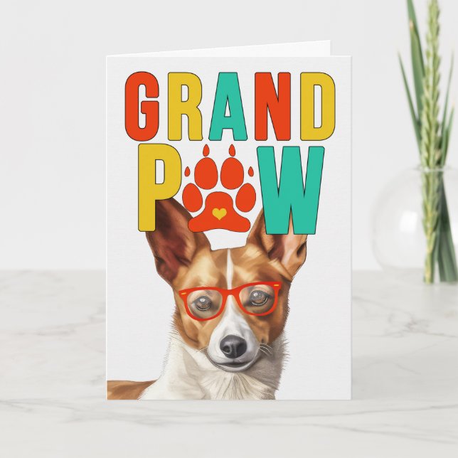 Tarjeta Festiva GranPAW Día de los Abuelos Graciosos del Perro Pod (Anverso)
